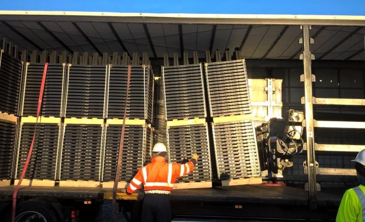 Stormbloc® Extra stacked blocks on pallets