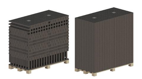 Stormbloc® elements and base plates stacked on jumbo pallets
